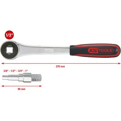 KS Tools 130.3000 Ratchet Wrench Set - Adjustable 4-Size 3/8''-1'' KS Tools 130.3000 Ratchet Wrench Set - Adjustable 4-Size 3/8''-1''