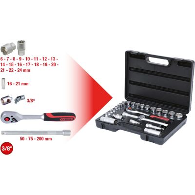 KS Tools 911.0626 Steckschlüsselsatz - 26-tlg. Chrom-Vanadium Stahl KS Tools 911.0626 Steckschlüsselsatz - 26-tlg. Chrom-Vanadium Stahl