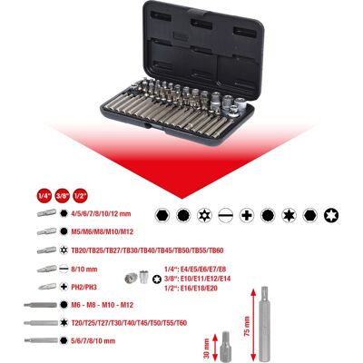 Set di bussole KS Tools 911.4305 - Acciaio S2 di alta qualità Set di bussole KS Tools 911.4305 - Acciaio S2 di alta qualità