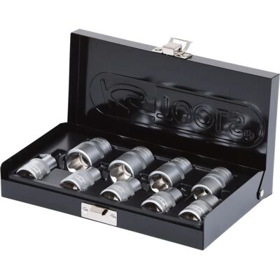 Conjunto de soquetes KS Tools 911.4410 em cromo-vanádio - 9 peças Conjunto de soquetes KS Tools 911.4410 em cromo-vanádio - 9 peças