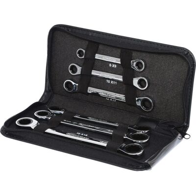 KS Tools 503.4557 Set di chiavi doppie a cricchetto - Profilo piatto KS Tools 503.4557 Set di chiavi doppie a cricchetto - Profilo piatto