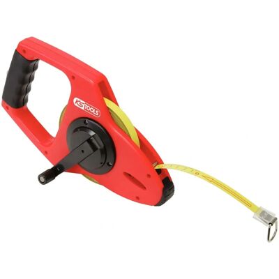 Gult stålbåndmålebånd fra KS Tools - 30m - Støtfast ABS plastkasse - CE Klasse III Gult stålbåndmålebånd fra KS Tools - 30m - Støtfast ABS plastkasse - CE Klasse III
