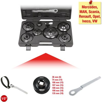 KS Tools 150.9290 Oljefilternyckelsats - Verktyg för att ta bort oljefilterlocket KS Tools 150.9290 Oljefilternyckelsats - Verktyg för att ta bort oljefilterlocket