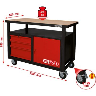 KS Tools 865.0101 Werkbank - 3 Schubladen & abschließbare Tür KS Tools 865.0101 Werkbank - 3 Schubladen & abschließbare Tür