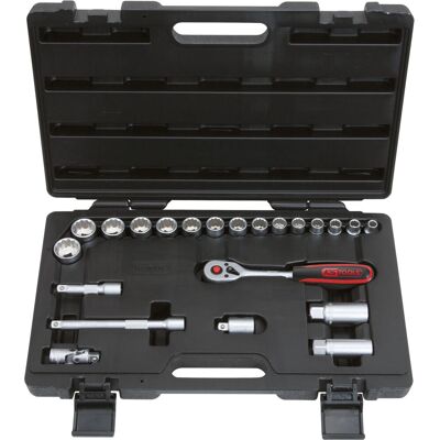Set di bussole KS Tools 911.3995 - 22 pezzi - Acciaio cromo vanadio Set di bussole KS Tools 911.3995 - 22 pezzi - Acciaio cromo vanadio