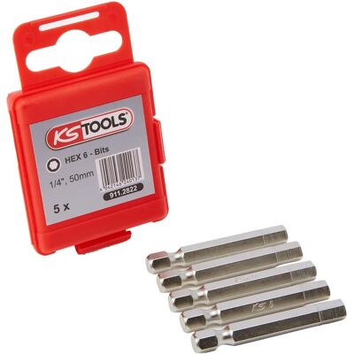 KS TOOLS Csavarhúzóbit készlet - Hatszög 6mm - 50mm - 5 Darab KS TOOLS Csavarhúzóbit készlet - Hatszög 6mm - 50mm - 5 Darab