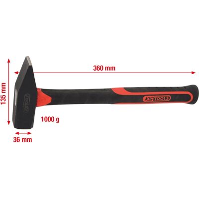 Martello KS Tools 142.1401 - Manico in fibra di vetro - 1000g - Martello standard Martello KS Tools 142.1401 - Manico in fibra di vetro - 1000g - Martello standard