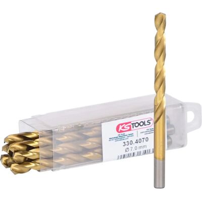 KS Tools 330.4070 Broca - 7mm, Pack de 10, HSS TiN KS Tools 330.4070 Broca - 7mm, Pack de 10, HSS TiN