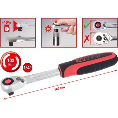 KS Tools 920.1490 Reversible Ratchet Wrench - 72 Teeth, Chrome-Vanadium Steel KS Tools 920.1490 Reversible Ratchet Wrench - 72 Teeth, Chrome-Vanadium Steel