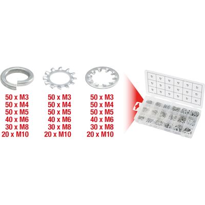 KS Tools 970.0240 Zestaw podkładek - Wielokolorowy - DIN 127 - 720 szt. KS Tools 970.0240 Zestaw podkładek - Wielokolorowy - DIN 127 - 720 szt.