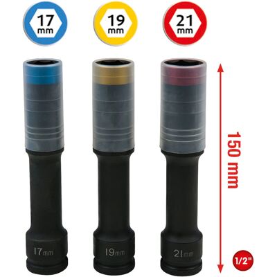 Juego de llaves de vaso KS Tools 515.0622 - Impacto, ruedas, 3 piezas Juego de llaves de vaso KS Tools 515.0622 - Impacto, ruedas, 3 piezas