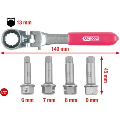 KS Tools Bremssattel-Set - 5-teilig, 180° schwenkbarer Kopf KS Tools Bremssattel-Set - 5-teilig, 180° schwenkbarer Kopf