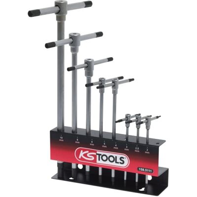 Ks Tools 158.5111 - 8-delige set inbussleutels met T-handle - Metaaldisplay Ks Tools 158.5111 - 8-delige set inbussleutels met T-handle - Metaaldisplay