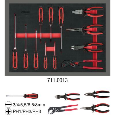 KS Tools 711.0013 Werkzeugsatz - Zangen, Schraubendreher, 12 Teile KS Tools 711.0013 Werkzeugsatz - Zangen, Schraubendreher, 12 Teile
