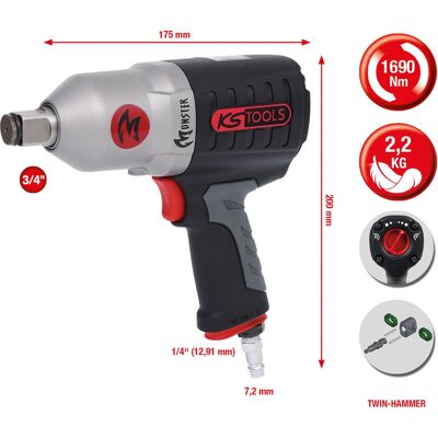 KS Tools 515.3785 Chave de impacto - Pneumática, 3/4" KS Tools 515.3785 Chave de impacto - Pneumática, 3/4"