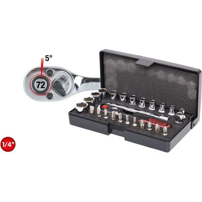 Conjunto de chaves de soquete KS Tools 918.0626 - 26 peças, aço cromo-vanádio, Flank Traction Conjunto de chaves de soquete KS Tools 918.0626 - 26 peças, aço cromo-vanádio, Flank Traction