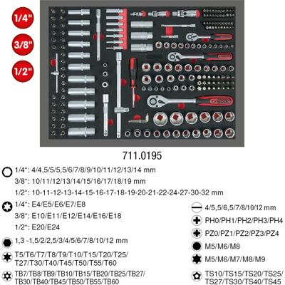 KS Tools 711.0195 Steckschlüssel-Set - 195 Teile, 3 Größen, Ölresistent KS Tools 711.0195 Steckschlüssel-Set - 195 Teile, 3 Größen, Ölresistent