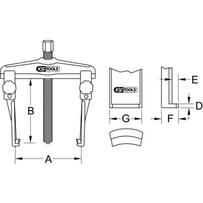 KS Tools Schlanker Universal-Abzieher - 2-armig, 20-90mm, 2,5t KS Tools Schlanker Universal-Abzieher - 2-armig, 20-90mm, 2,5t
