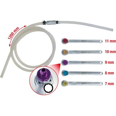 Conjunto de 6 chaves de sangria de freios KS Tools - Cromo Vanádio, 7-11 mm Conjunto de 6 chaves de sangria de freios KS Tools - Cromo Vanádio, 7-11 mm