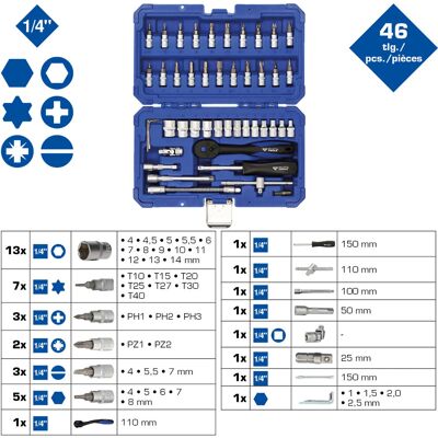 Brilliant Tools BT020046 Dopsleutel Set - 14mm, 8mm, 4mm, 11mm, 7mm - Professioneel Brilliant Tools BT020046 Dopsleutel Set - 14mm, 8mm, 4mm, 11mm, 7mm - Professioneel