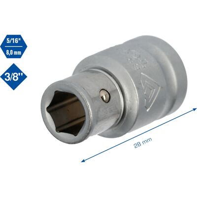 Brilliant Tools BT021903 Steckschlüssel-Adapter - 3/8", 5/16" Einsatz, Chrom-Vanadium Brilliant Tools BT021903 Steckschlüssel-Adapter - 3/8", 5/16" Einsatz, Chrom-Vanadium