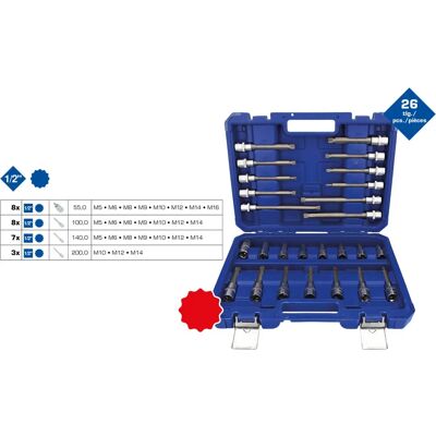 Zestaw nasadek Brilliant Tools BT022026 - Wytrzymały - Normy DIN Zestaw nasadek Brilliant Tools BT022026 - Wytrzymały - Normy DIN