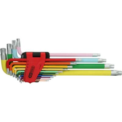 Conjunto de chaves Torx KS Tools 151.4440 - 14 peças, extra longo, codificação por cores - Aço Conjunto de chaves Torx KS Tools 151.4440 - 14 peças, extra longo, codificação por cores - Aço