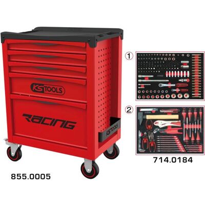 Carrello attrezzi KS Tools 855.5184 - 5 cassetti, Rosso/Nero, 184 strumenti Carrello attrezzi KS Tools 855.5184 - 5 cassetti, Rosso/Nero, 184 strumenti