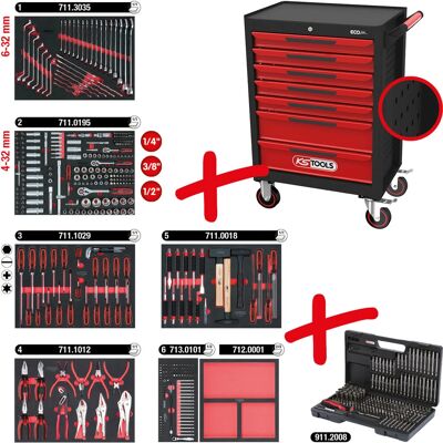 KS Tools 897.7598 Werkzeugwagen - 7 Schubladen Werkstattwagen aus Stahl KS Tools 897.7598 Werkzeugwagen - 7 Schubladen Werkstattwagen aus Stahl