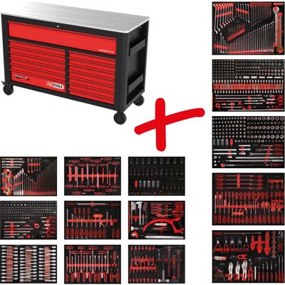 KS Tools P45 Werkzeugwagen - 950 Werkzeuge, 13 Schubladen KS Tools P45 Werkzeugwagen - 950 Werkzeuge, 13 Schubladen