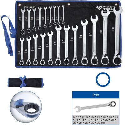 Brilliant Tools BT013221 Jeu de Clés à Cliquet Réversibles - 21 Pièces - Publicité Brilliant Tools BT013221 Jeu de Clés à Cliquet Réversibles - 21 Pièces - Publicité