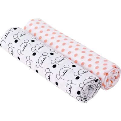 Lässig Baby Swaddle Blanket - Różowy, Szary, 120x120 cm - Baby Swaddle Blanket Lässig Baby Swaddle Blanket - Różowy, Szary, 120x120 cm - Baby Swaddle Blanket