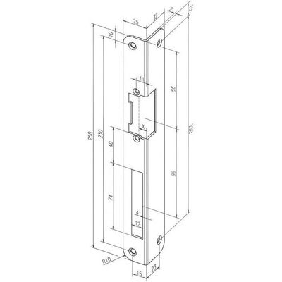 Assa Abloy Modell 324 R-10 Edelstahl Türschließblech links Assa Abloy Modell 324 R-10 Edelstahl Türschließblech links