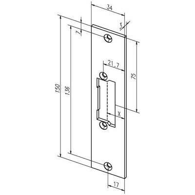 ASSA ABLOY - Flaches kurzer Schließblech für ProFix 2 118.13 ASSA ABLOY - Flaches kurzer Schließblech für ProFix 2 118.13