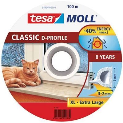 Tesa Samolepící těsnění D-profil, 100m, Bílá Tesa Samolepící těsnění D-profil, 100m, Bílá