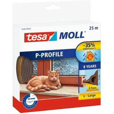 Tesa Moll P-Profile Seal - Brown - 25 m - Window Seal Rubber Tesa Moll P-Profile Seal - Brown - 25 m - Window Seal Rubber