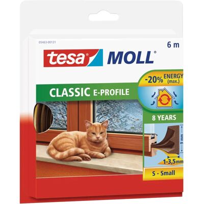 Tesa 05463 Perfil clássico em E de borracha - Resistente às condições climáticas, Marrom, 9mm x 6m Tesa 05463 Perfil clássico em E de borracha - Resistente às condições climáticas, Marrom, 9mm x 6m