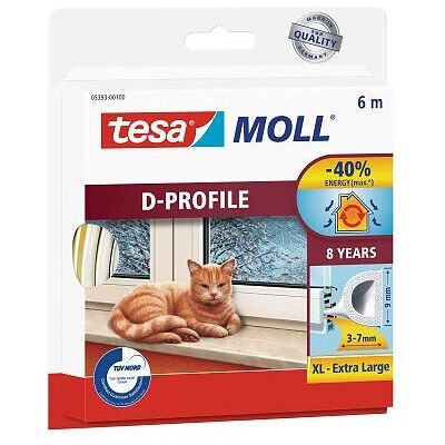 Tesa - Vedação perfil E - Branco - 25 m x 9 mm x 4 mm - Porta/Fença Tesa - Vedação perfil E - Branco - 25 m x 9 mm x 4 mm - Porta/Fença
