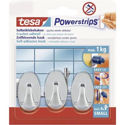 tesa Powerstrips Haken Klein OVAL/CHROM - Wandhaken tesa Powerstrips Haken Klein OVAL/CHROM - Wandhaken