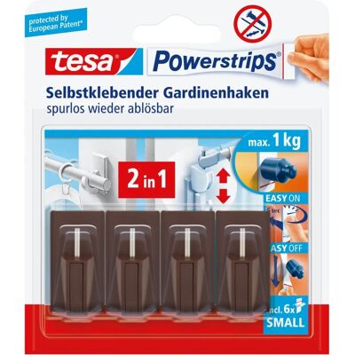 Ganci per tende marroni Tesa Powerstrips - 4 pezzi Ganci per tende marroni Tesa Powerstrips - 4 pezzi