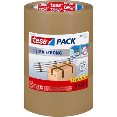 tesa Ultra Strong Packband - 3 Rollen - Hochwertiges PVC tesa Ultra Strong Packband - 3 Rollen - Hochwertiges PVC