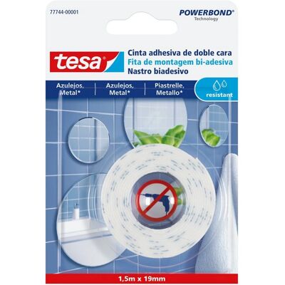 Ruban adhésif double face Tesa - Résistant à l'humidité - 1,5m x 19mm Ruban adhésif double face Tesa - Résistant à l'humidité - 1,5m x 19mm