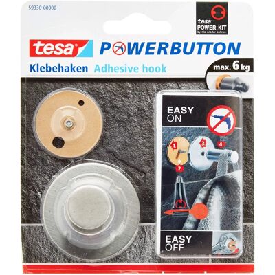 Tesa Rostfritt Stål Power Button Hållare - 50mm x 31mm - Hållare Tesa Rostfritt Stål Power Button Hållare - 50mm x 31mm - Hållare