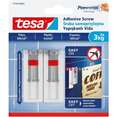 Tesa Vis Autocollant Réglable - Pack de 2 - Publicité Tesa Vis Autocollant Réglable - Pack de 2 - Publicité
