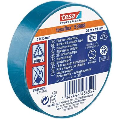 Tesa Blue Insulating Tape - 20 m x 19 mm - Electrical Insulation Tesa Blue Insulating Tape - 20 m x 19 mm - Electrical Insulation