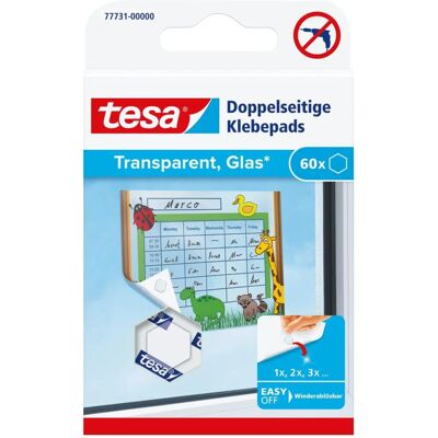 tesa Doppelseitige Klebepads transparent Glas 60 Stück tesa Doppelseitige Klebepads transparent Glas 60 Stück