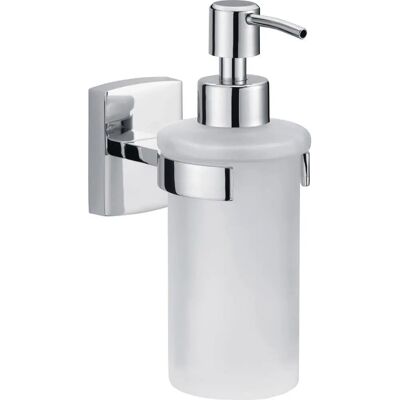 Dispenser de sabonete e porta escova Tesa em cromo - Higiênico, Reutilizável, Montagem na parede Dispenser de sabonete e porta escova Tesa em cromo - Higiênico, Reutilizável, Montagem na parede