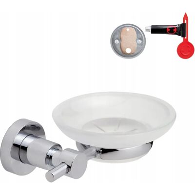 tesa Soap Holder Satin Chrome - Wall-mounted, No Drill - Elegant Bathroom Accessory tesa Soap Holder Satin Chrome - Wall-mounted, No Drill - Elegant Bathroom Accessory
