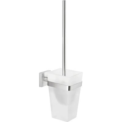 Tesa Toiletborstel & Houder - Satijn Glas, Chroom, Zonder Boren Tesa Toiletborstel & Houder - Satijn Glas, Chroom, Zonder Boren