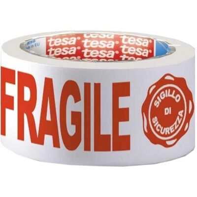 Nastro da imballaggio 'FRAGILE' TESA - 66m, 50mm, Sigillo di sicurezza Nastro da imballaggio 'FRAGILE' TESA - 66m, 50mm, Sigillo di sicurezza
